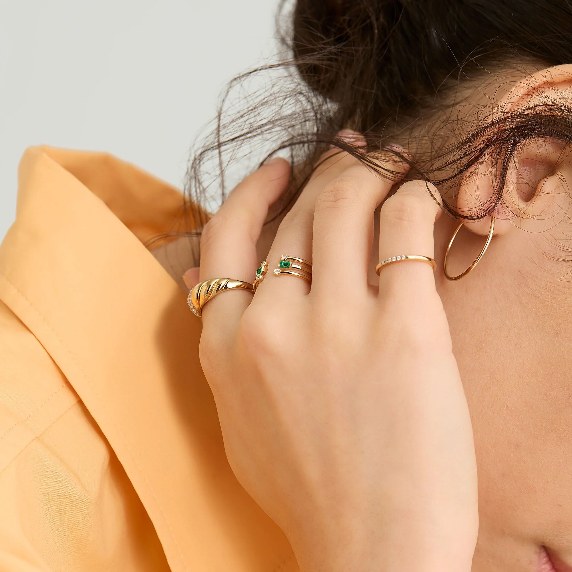 Baguette Emerald Open Ring - Image 3