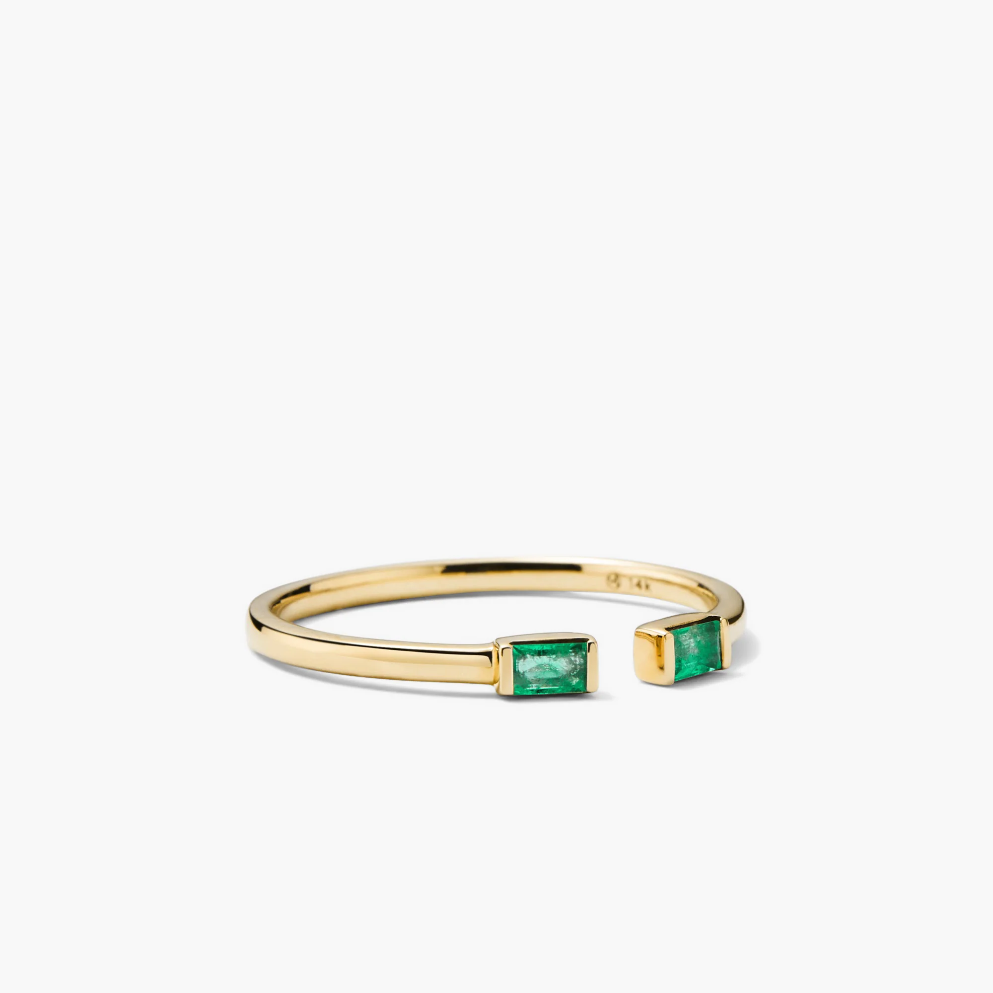 Baguette Emerald Open Ring - Image 6