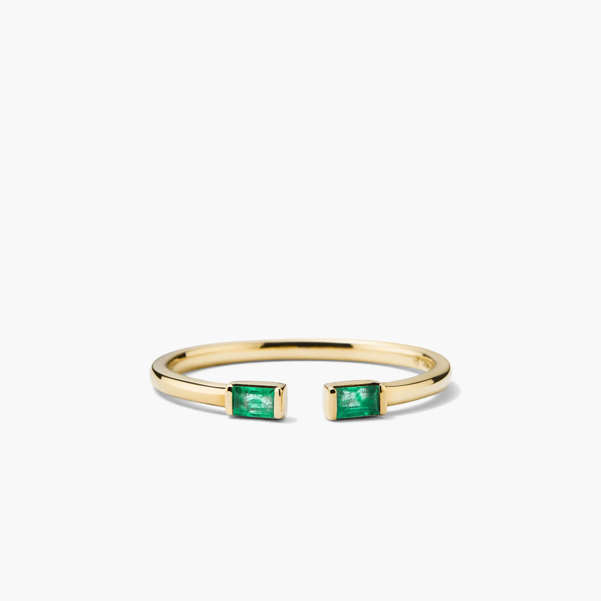 Baguette Emerald Open Ring - Image 7