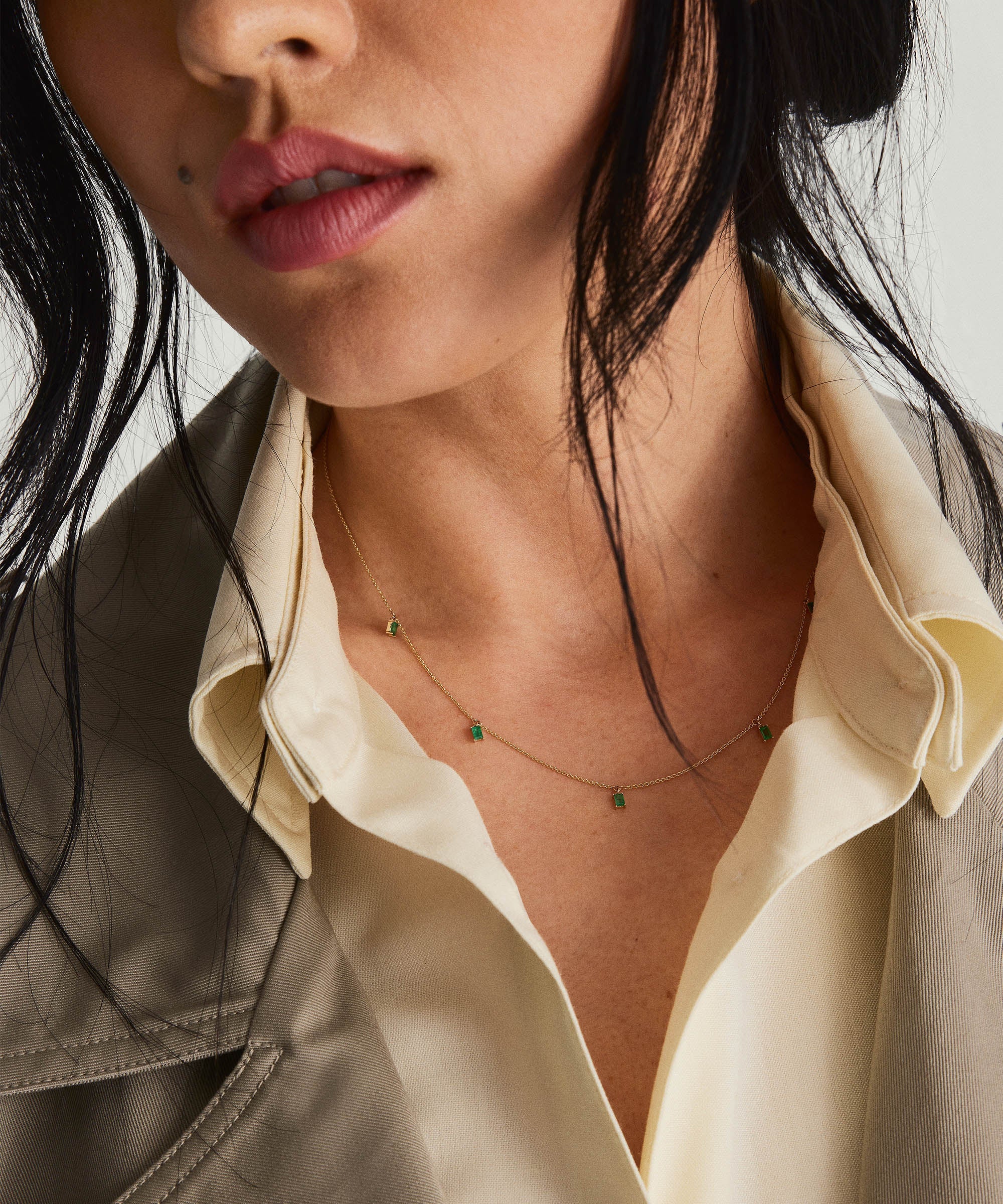 Baguette Gemstone Station Necklace - Image 3