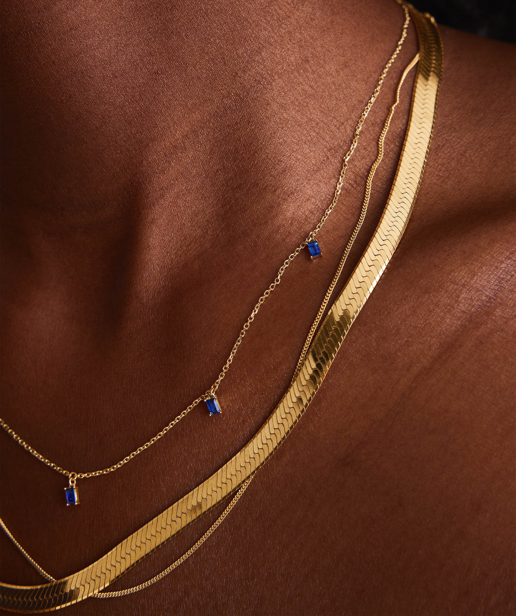 Baguette Gemstone Station Necklace - Image 8