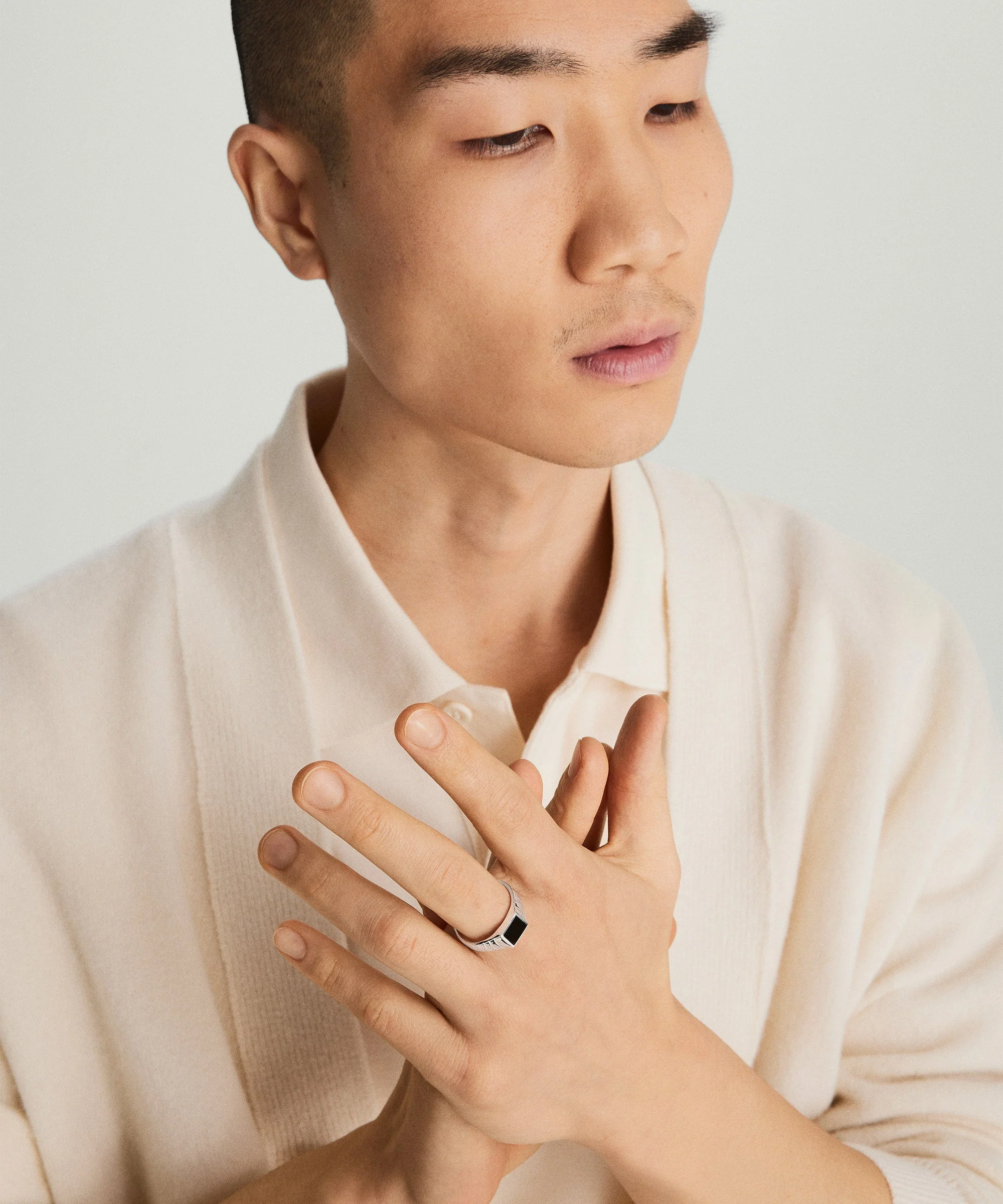 Black Onyx Square Signet Ring - Image 8