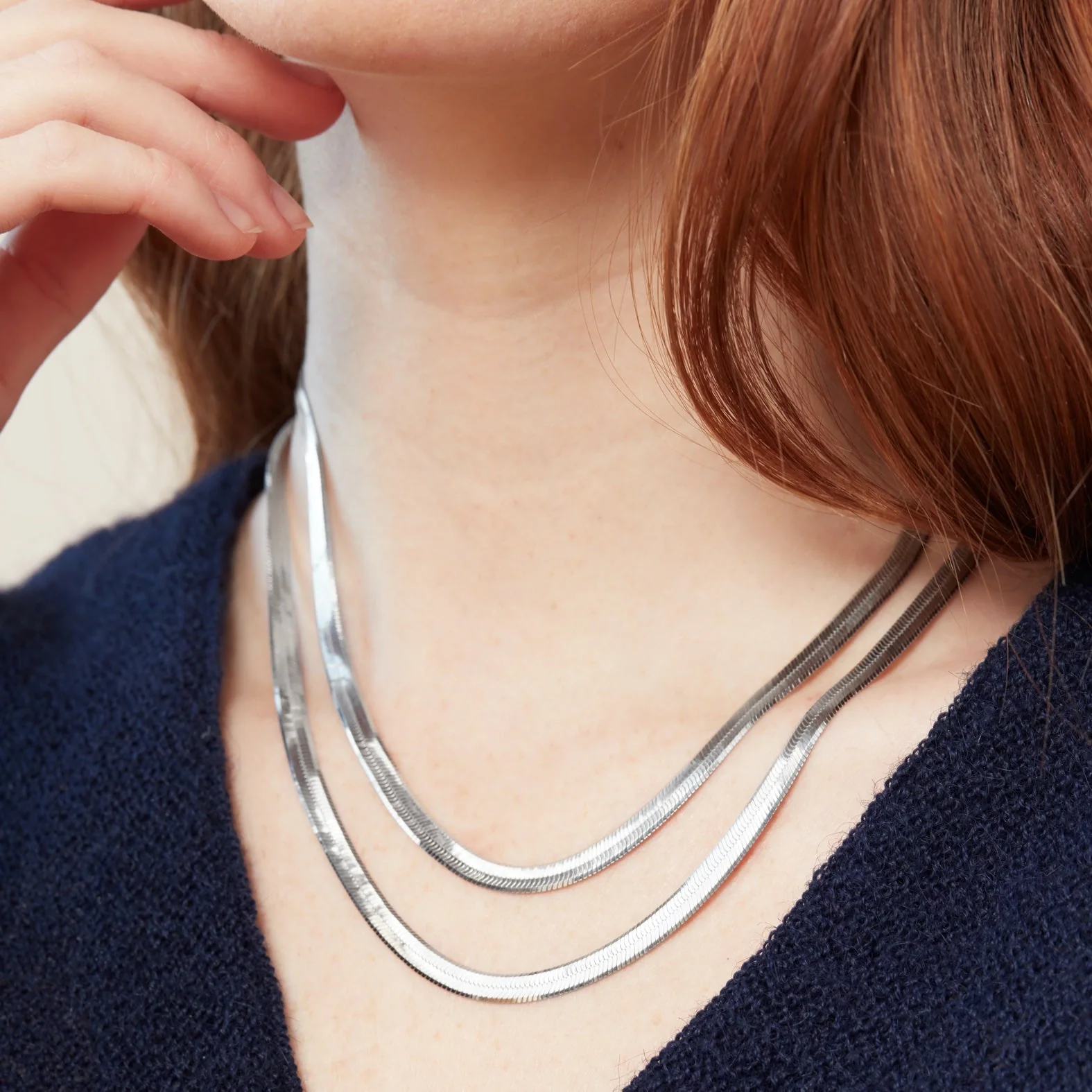 Bold Herringbone Chain Necklace - Image 5