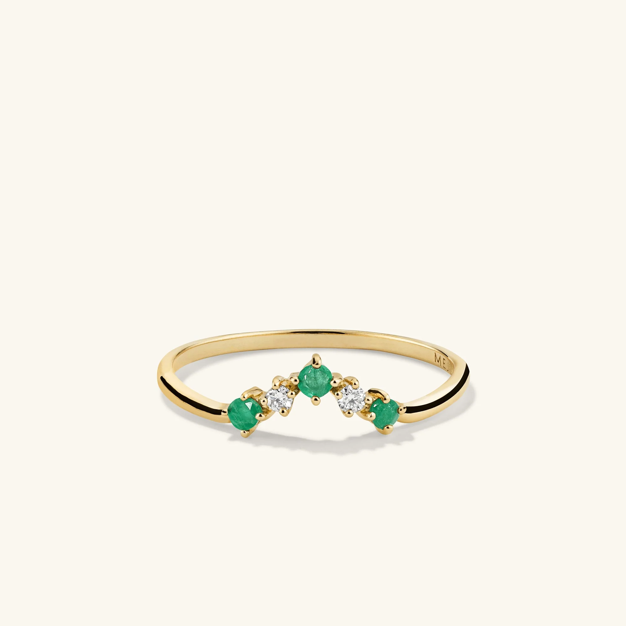 Emerald and Diamond Wishbone Ring - Image 4