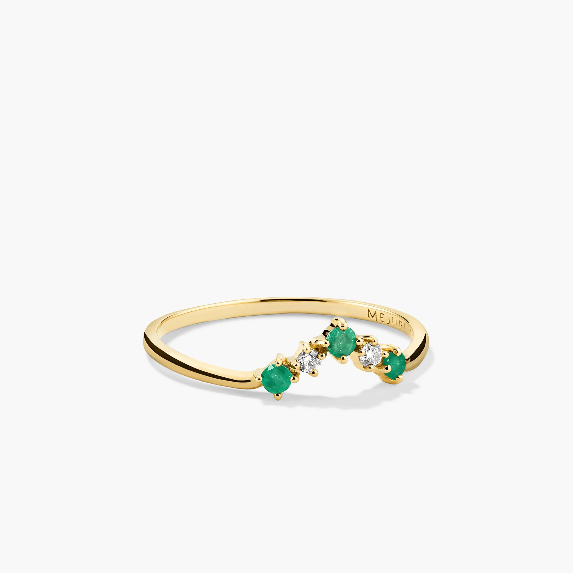 Emerald and Diamond Wishbone Ring - Image 5