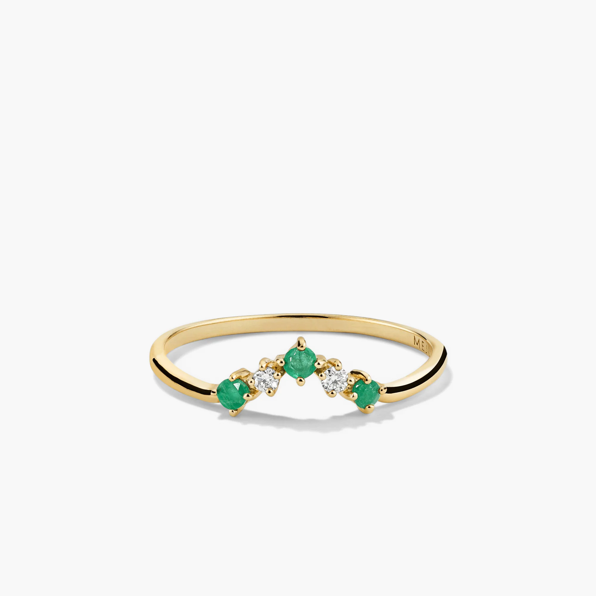 Emerald and Diamond Wishbone Ring - Image 6