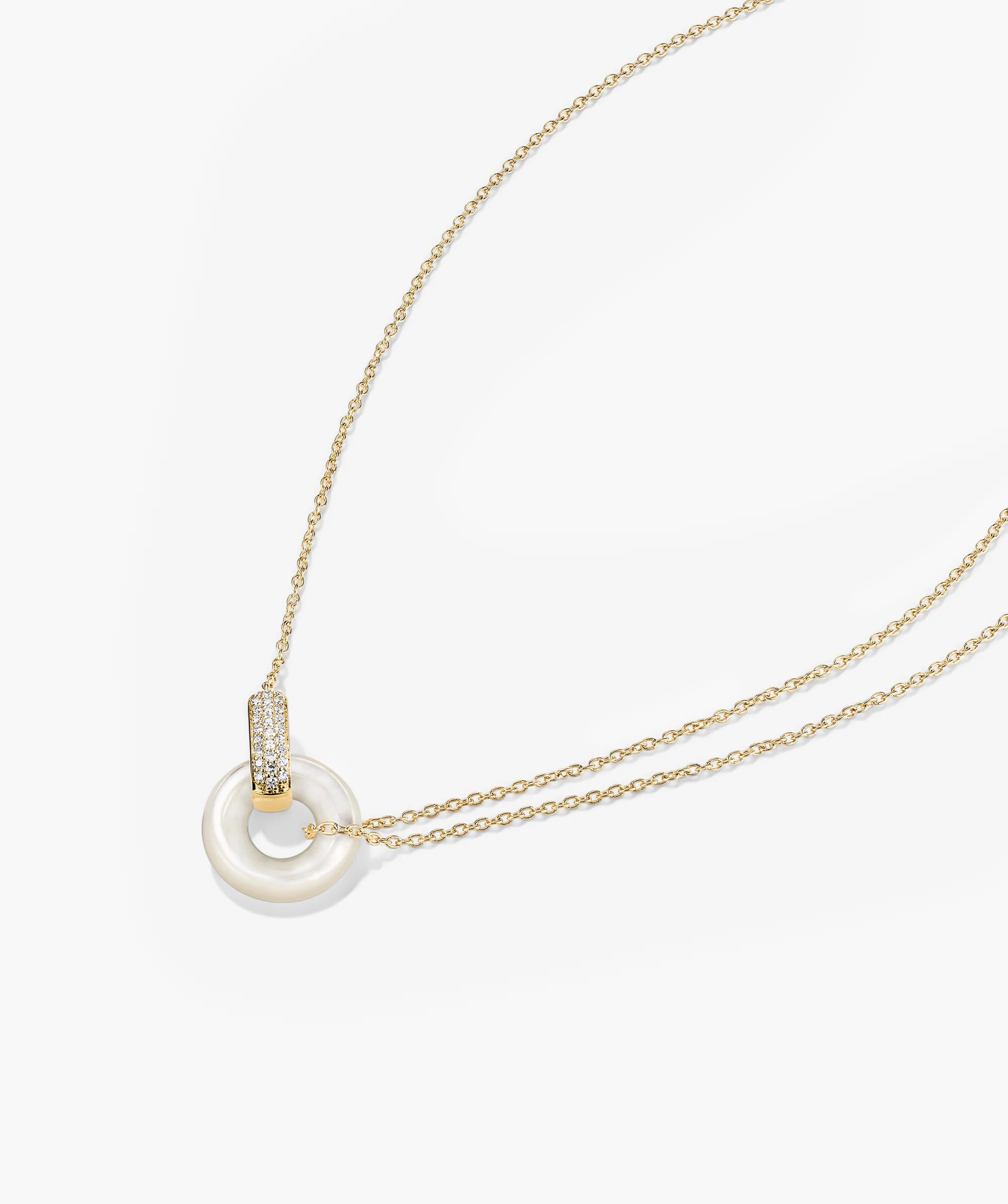 Linked Pavé Diamond Pearl Necklace - Image 4