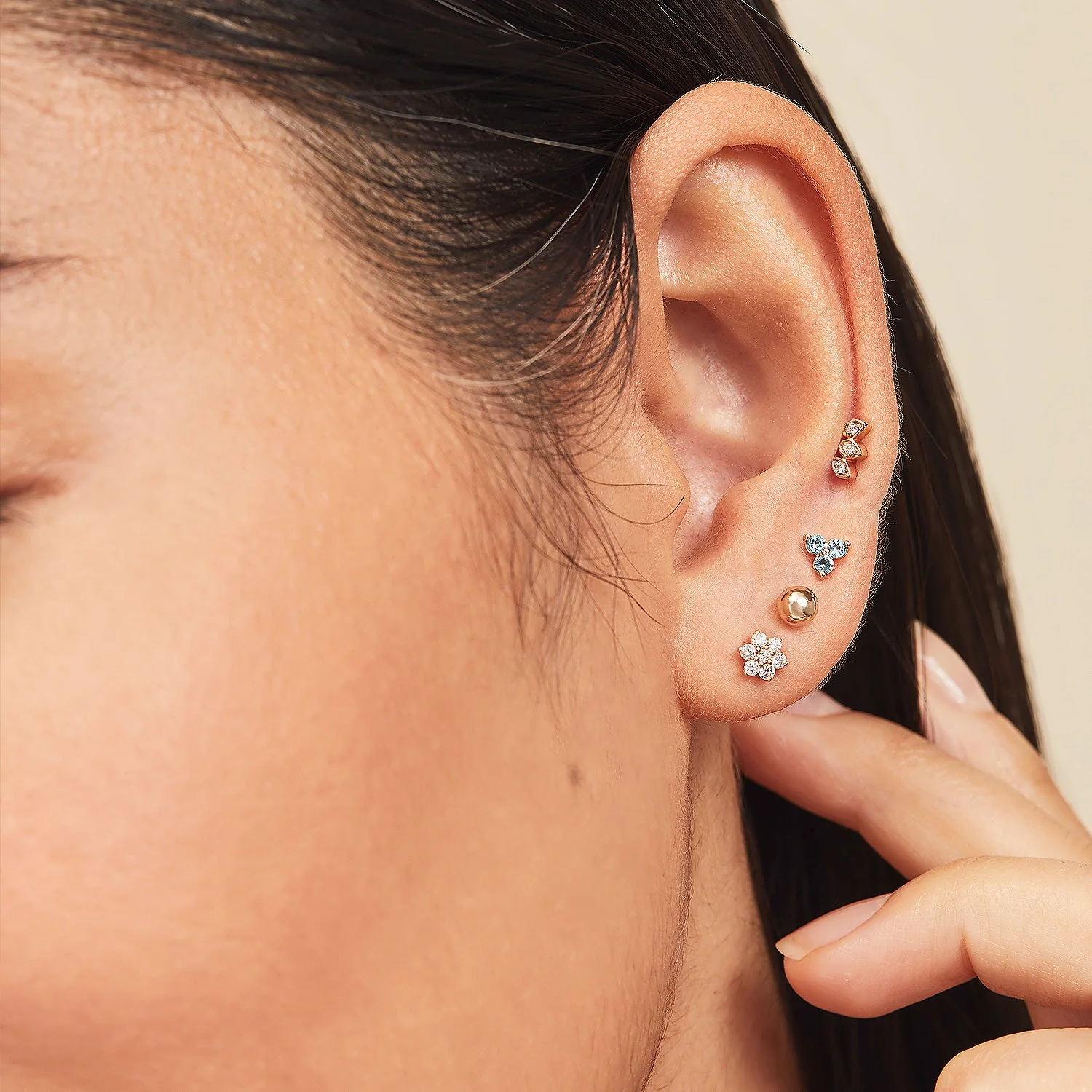 Piercing Studio - Marquise Diamond Bar Flat Back Stud - Image 3