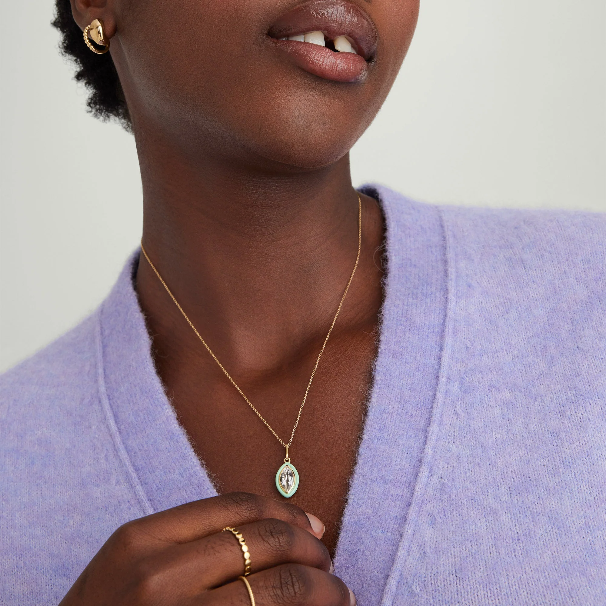 Mosaic Enamel Marquise Pendant - Image 13