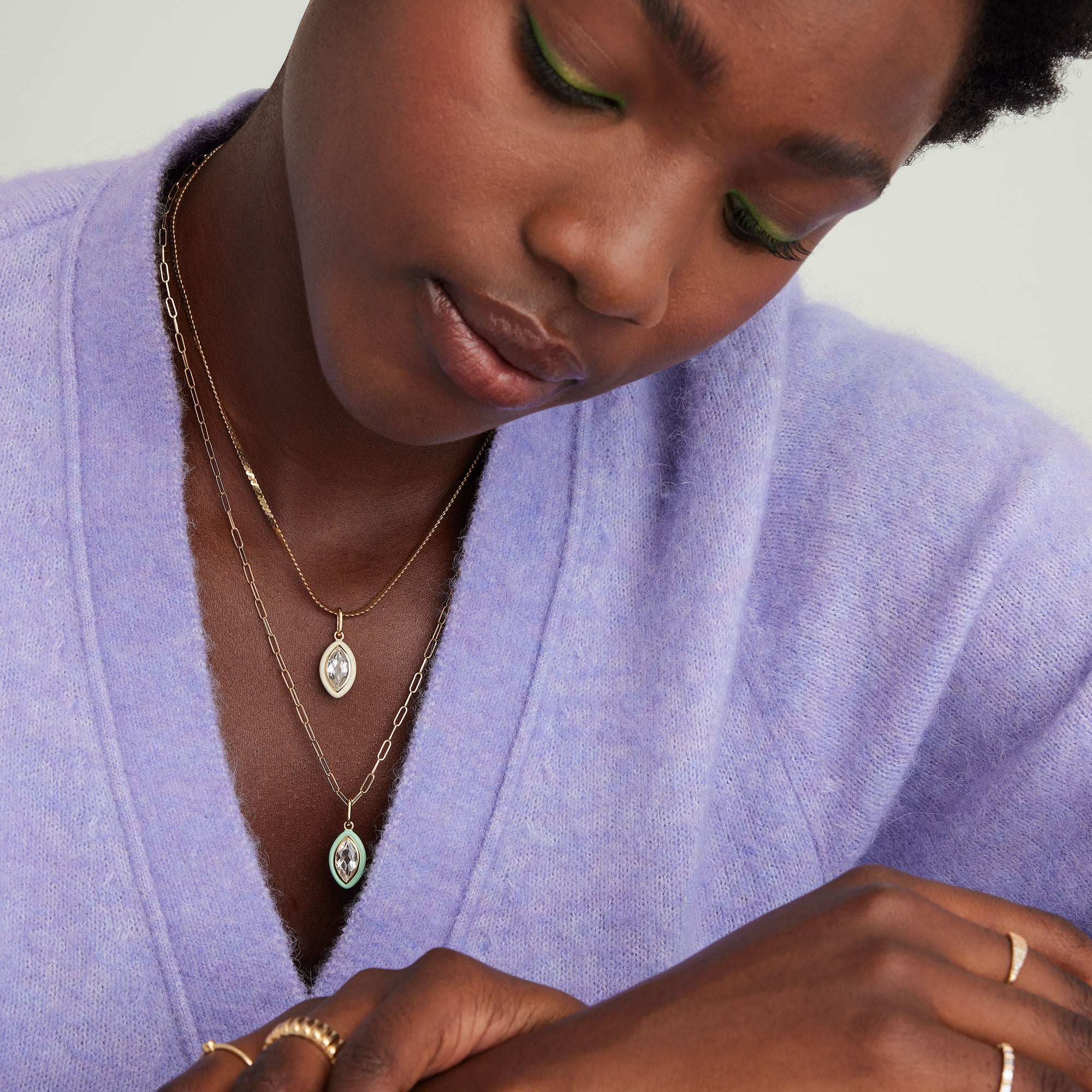 Mosaic Enamel Marquise Pendant - Image 7