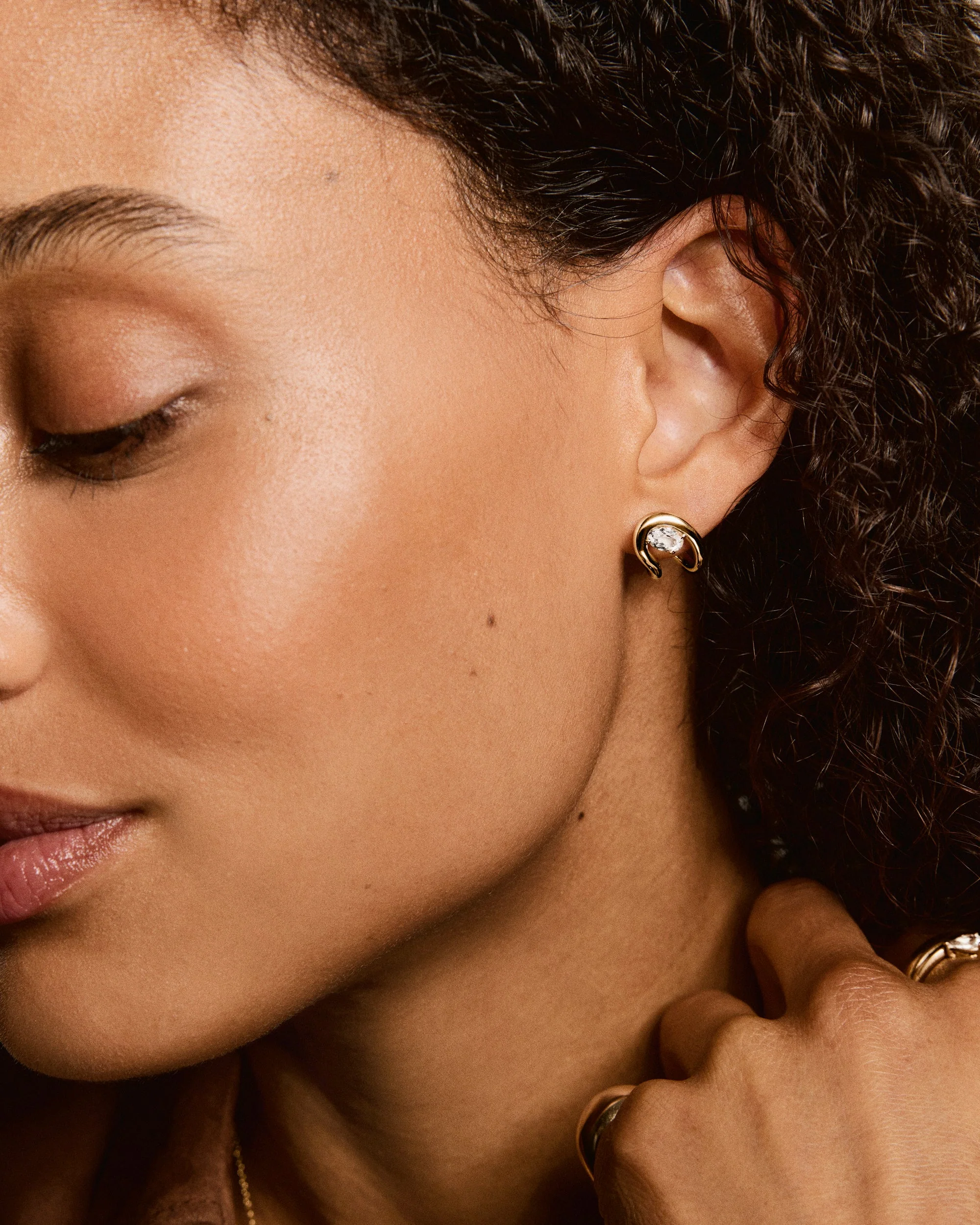 Organic Dôme Curve Gemstone Huggies - Image 6