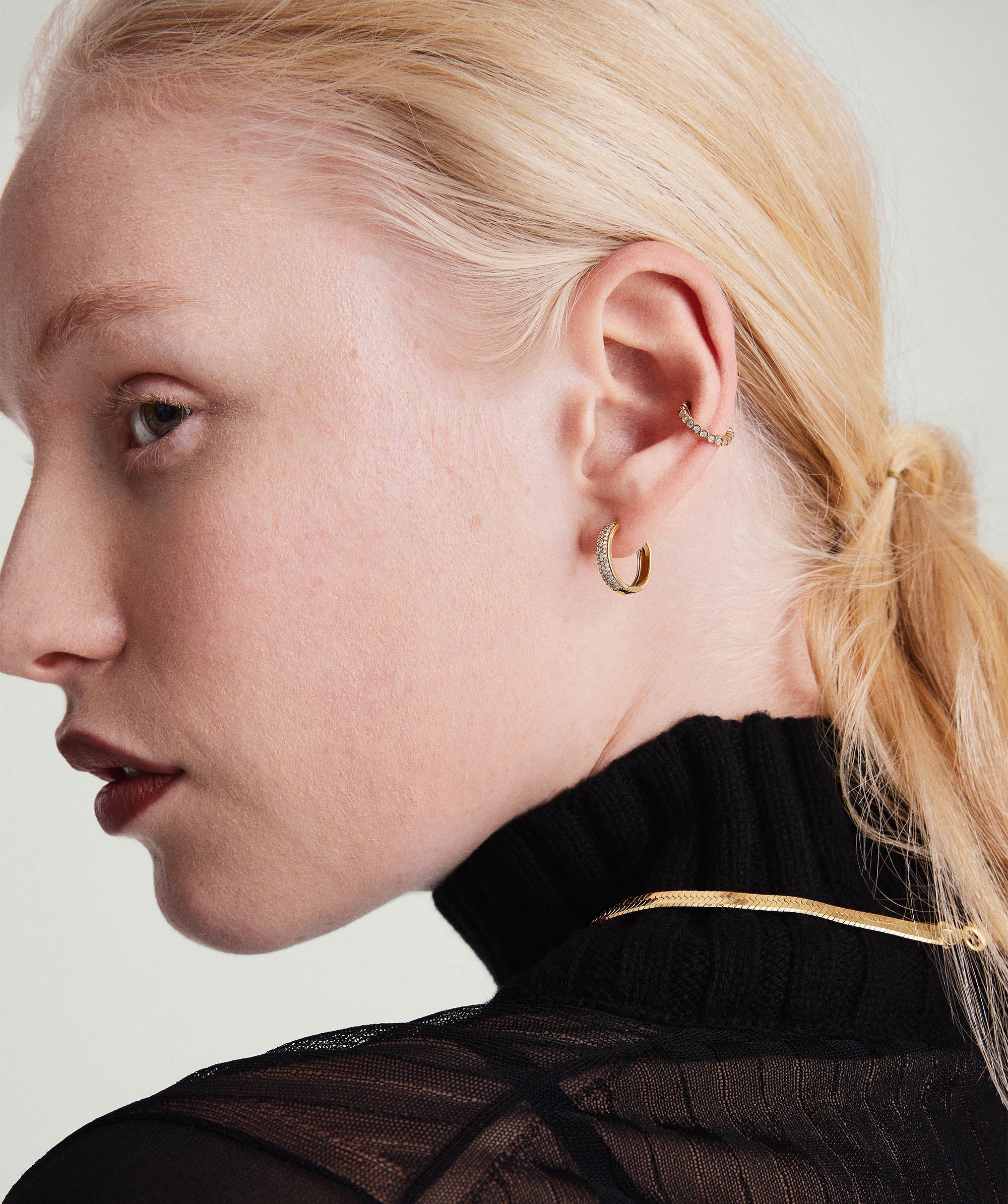 Bold Pavé Diamond Small Hoops - Image 3