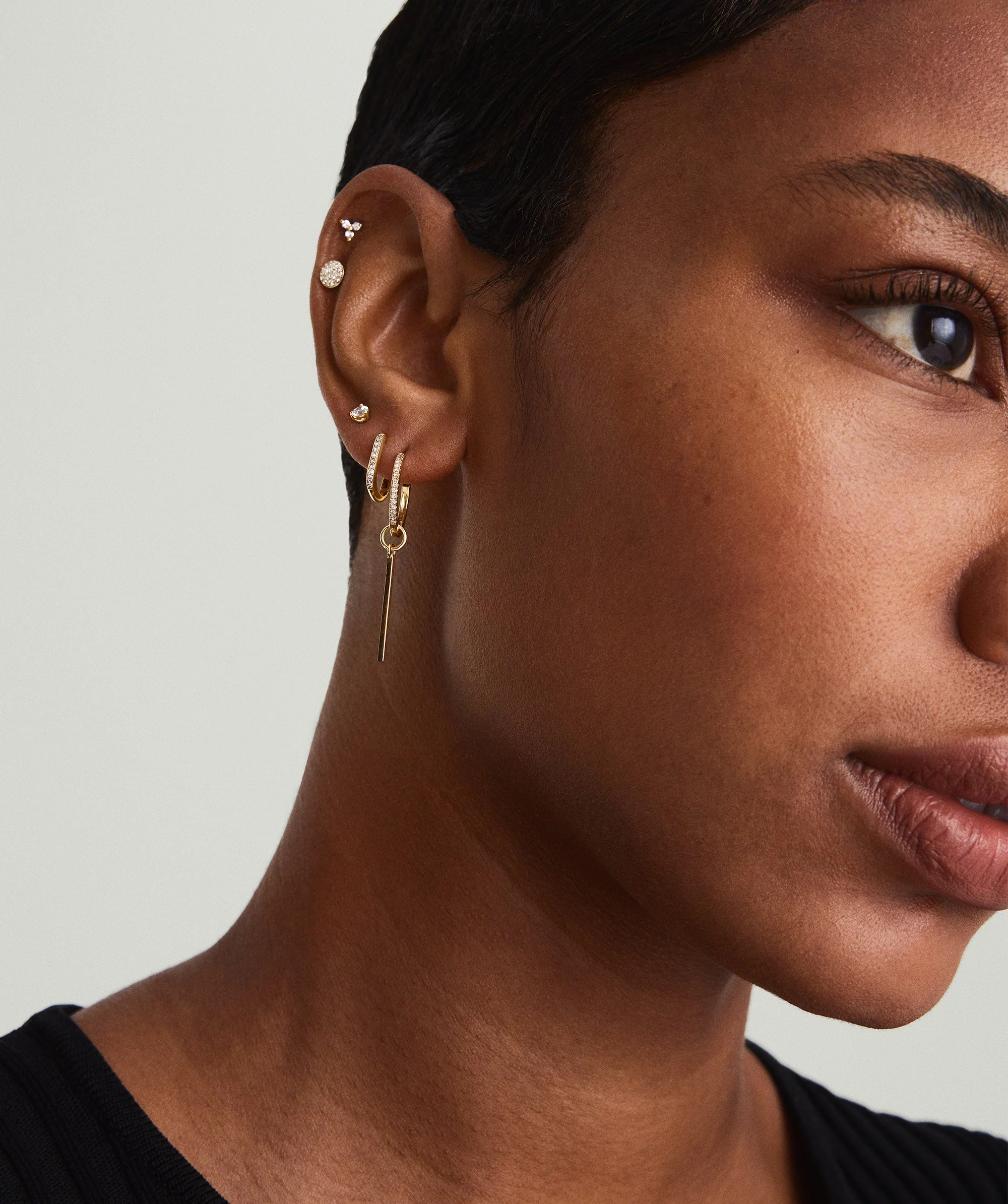 Pavé Diamond Small Hoops - Image 3