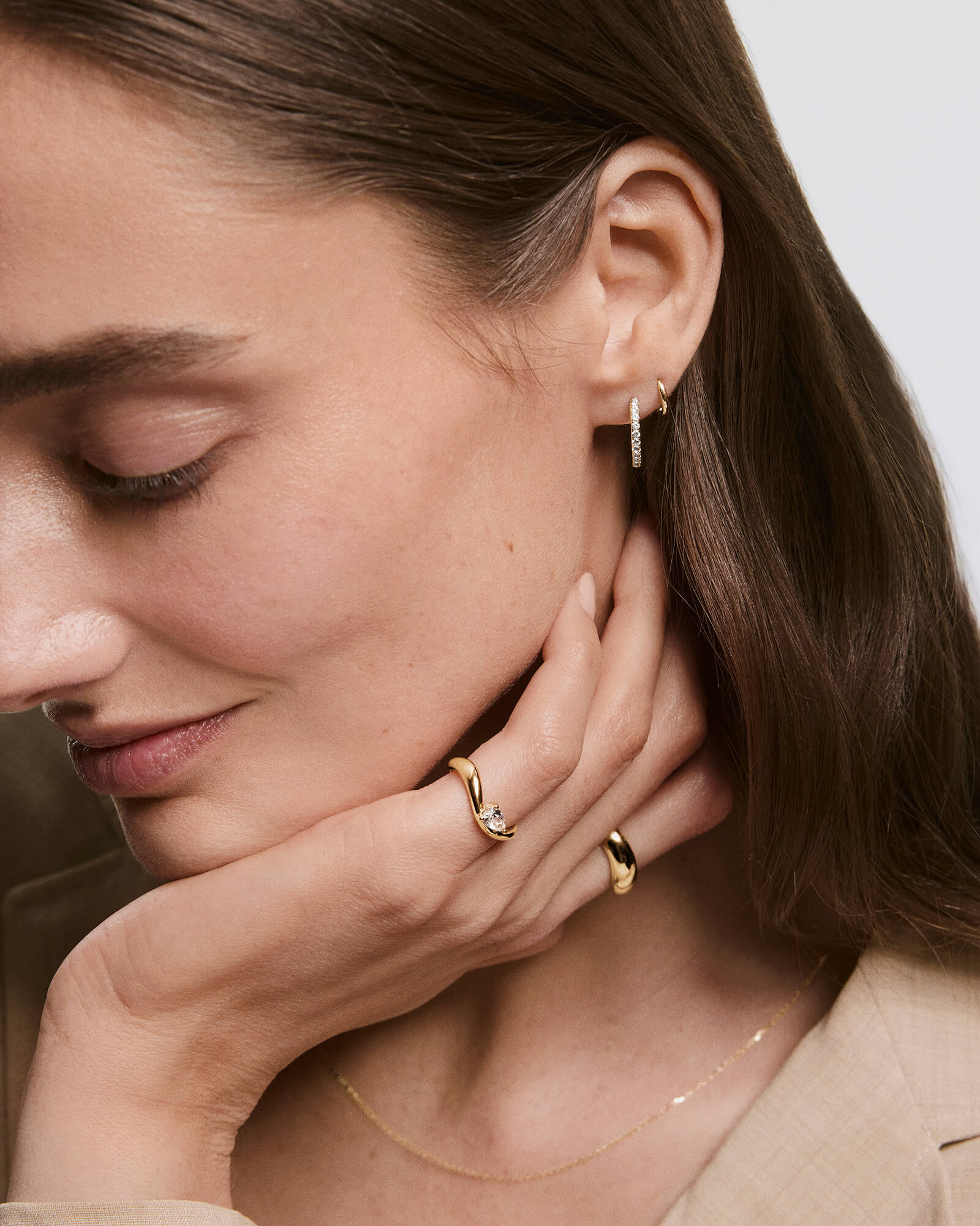 Pavé Lab Grown Sapphire Small Hoops - Image 3