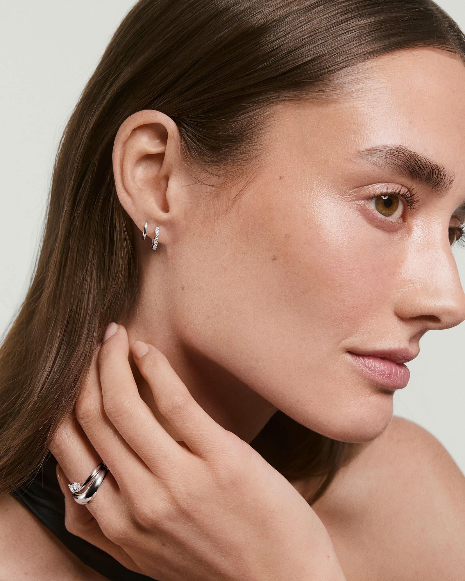 Pavé Lab Grown Sapphire Huggie Hoops - Image 5