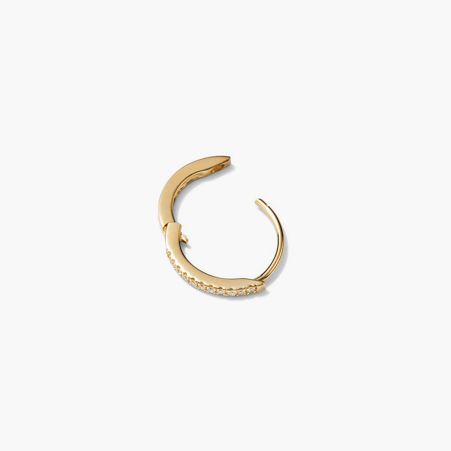 Single Pavé Diamond Huggie Hoop - Image 10