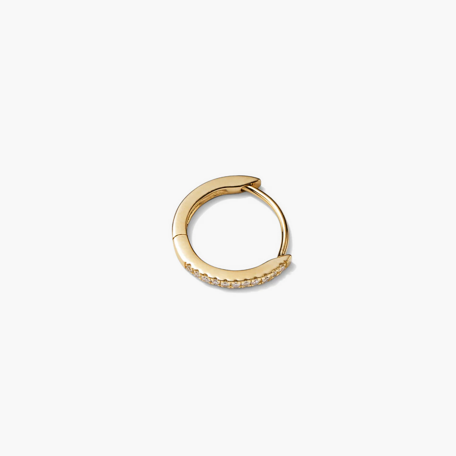 Single Pavé Diamond Huggie Hoop - Image 11