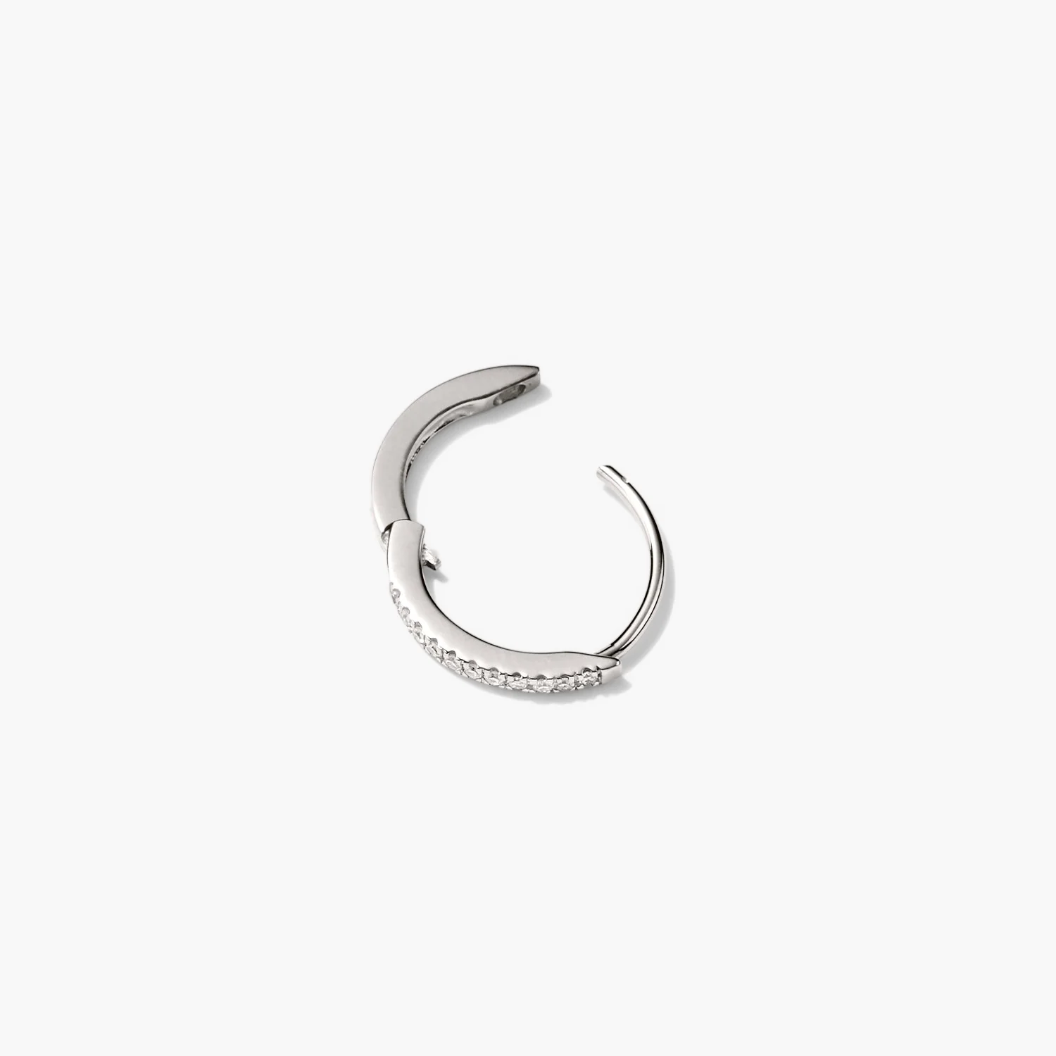 Single Pavé Diamond Huggie Hoop - Image 14