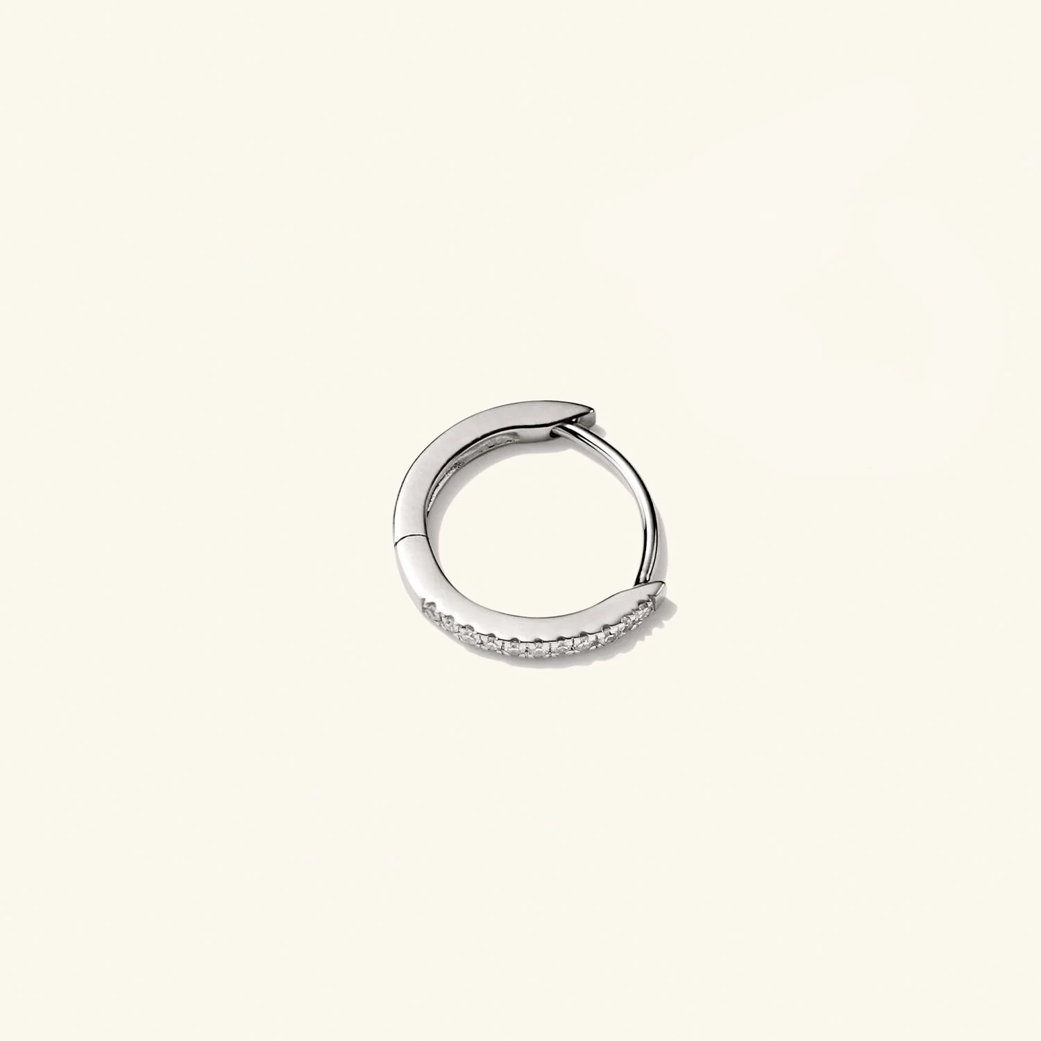 Single Pavé Diamond Huggie Hoop - Image 8