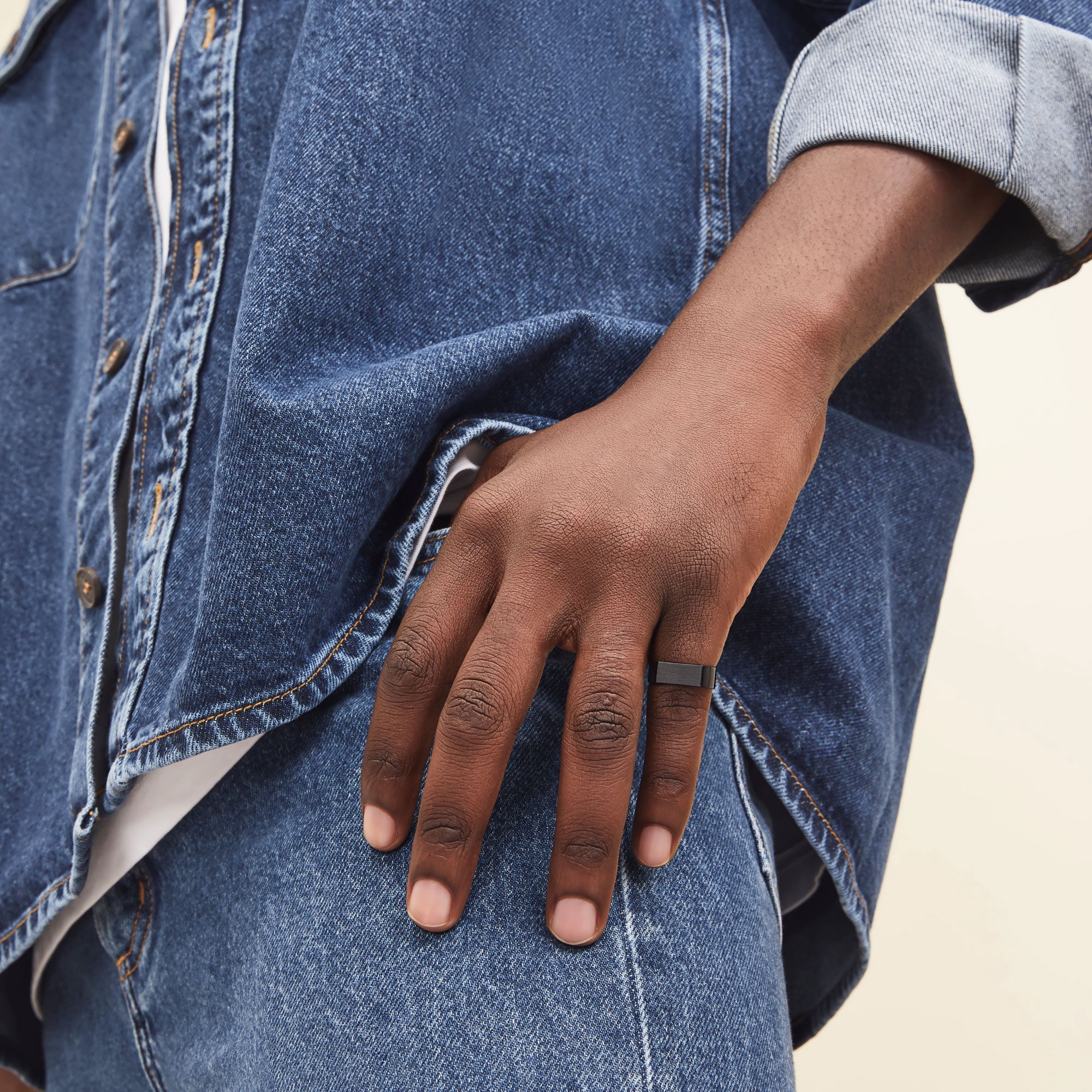 Slim Rectangular Signet Ring - Image 9