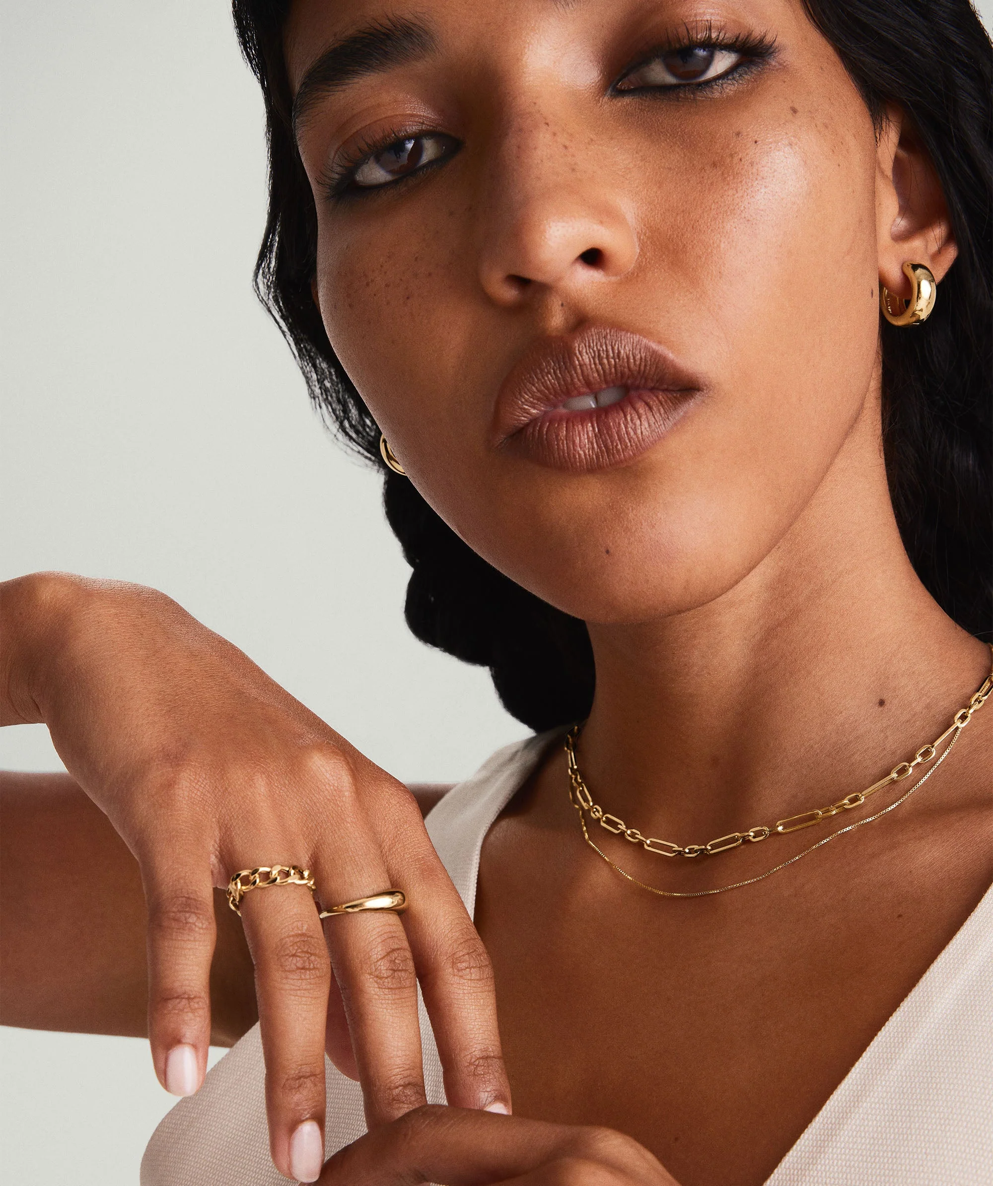 Triple Link Paperclip Chain Charm Necklace - Image 3